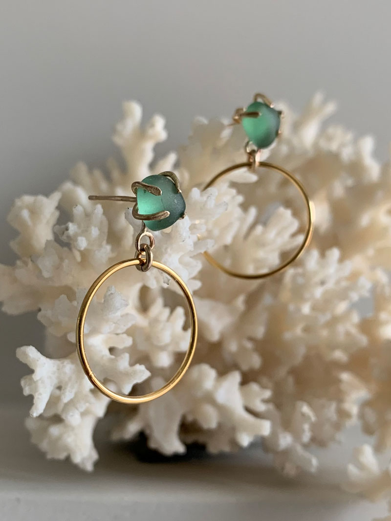 Sea glass stud & hoop earrings